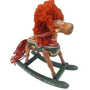 Vintage Kurt Adler Wooden Rocking Horse Christmas Decoration Ornament Wood Toy